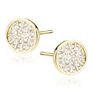 Cercei argint rotunzi placati cu aur galben cu pietre DiAmanti Z1548EG_W-DIA (Argint 925‰ 1,2 g.)